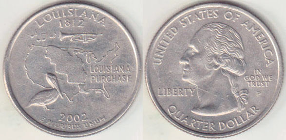 2002 P USA Quarter Dollar (Lousiana) A008639